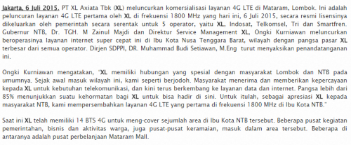 XL 4G in Lombok
