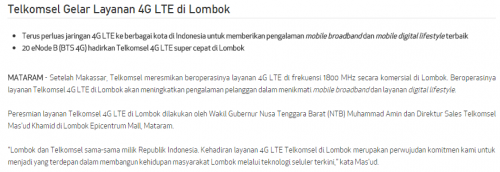 Telkomsel 4G in Lombok