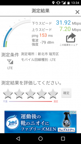 台湾大哥大の速度1