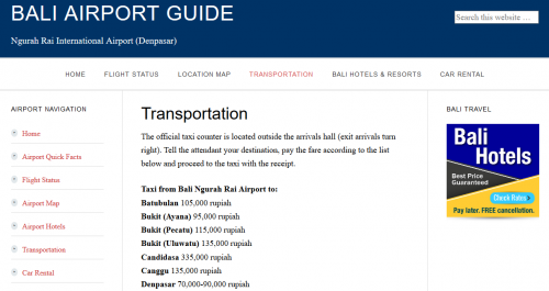 ングラライ空港のタクシー料金サイト